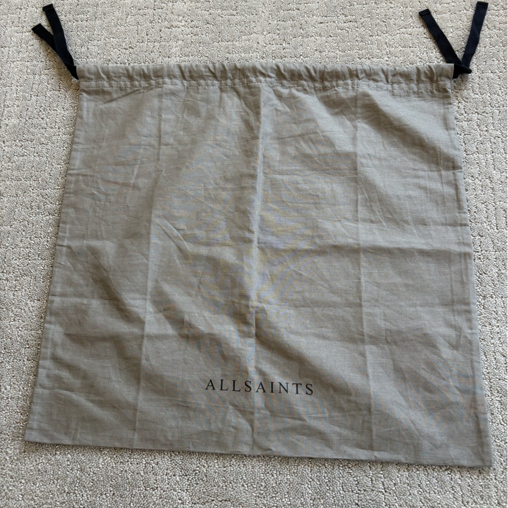 ALLSAINTS Gray Large Cotton Drawstring Dust Bag 15” x 14” Excellent Condition